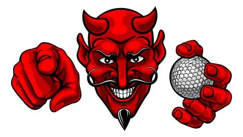 Devil Golf Ball Sport Team Mascot Illustration Illustrazione stock