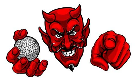 Devil Golf Ball Sport Team Mascot Illustration Stock Illustration