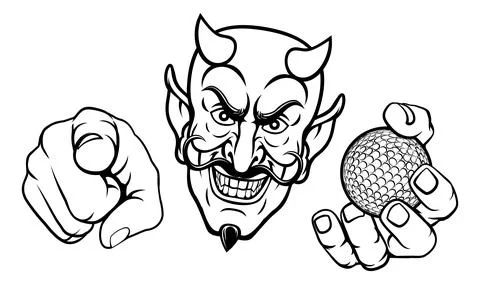 Devil Golf Ball Sport Team Mascot Illustration Stock Illustration