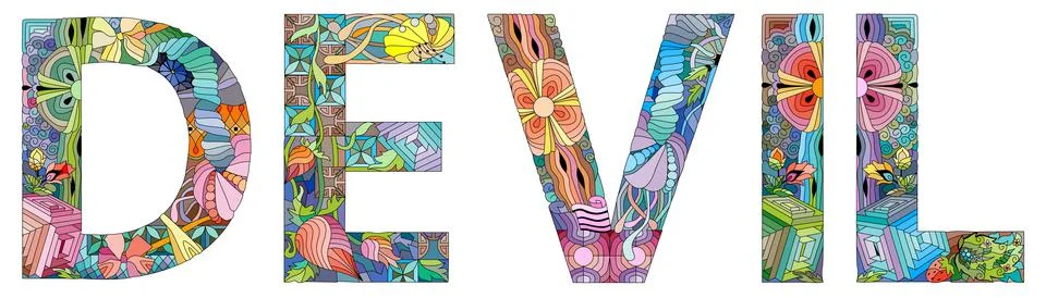 DEVIL hand drawn modern design vector illustration. 스톡 일러스트