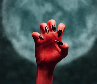 Devil hand at midnight Stock Photos