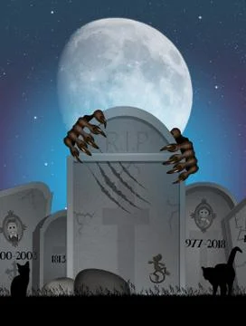 Devil hands on tombstone Illustrazione stock