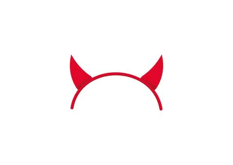 Devil hat or evil horns on headband costume attributes icon isolated on white Stock Illustration
