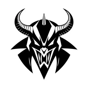 Devil head black and white vector icon 스톡 일러스트