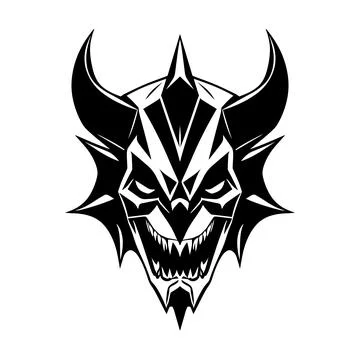 Devil head black and white vector icon Stock Illustration
