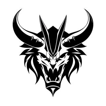Devil head black and white vector icon Stock Illustration