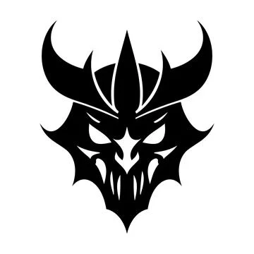 Devil head black and white vector icon 스톡 일러스트