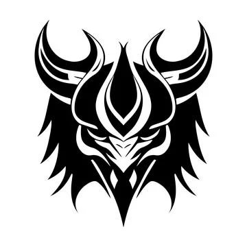 Devil head black and white vector icon Illustrazione stock