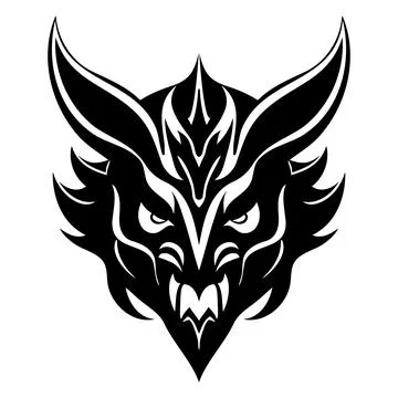 Devil head black and white vector icon Stock Illustration