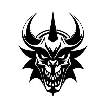 Devil head black and white vector icon Stock Illustration