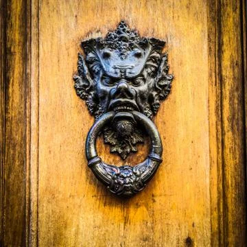 Devil Head Door Knocker 스톡 사진
