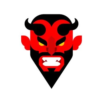 Devil head. Red demon face. Horned Satan muzzle. Asmodeus vector illustration Illustrazione stock