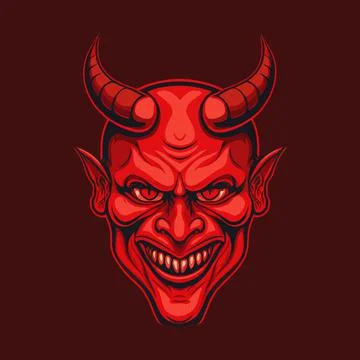 Devil head red, vector illustration Illustrazione stock
