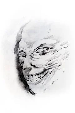 Devil head, sketch of tattoo Stockillustratie