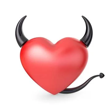 Devil heart. 3D Devil heart. 3D render illustration isolated on white back... 写真素材
