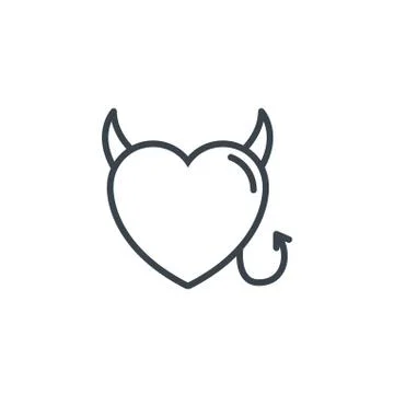 Devil heart love icon line design Stock Illustration
