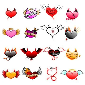 Devil heart vector love red sweetheart with horns on loving valentine day card 스톡 일러스트