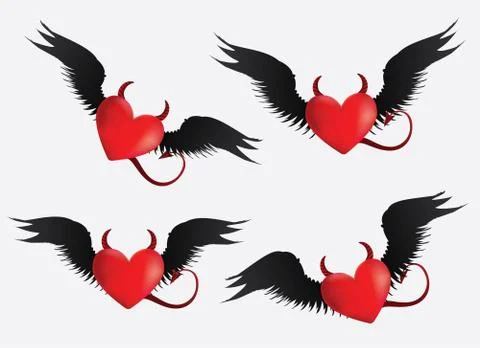 Devil hearts set Illustrazione stock