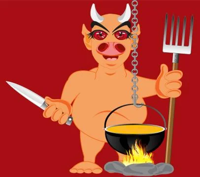 Devil in hell Stock Illustration