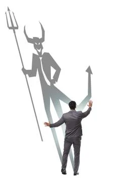 Devil hiding in the businessman - alter ego concept Stock Photos