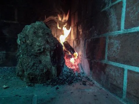 The devil hiding in the flames Stock Photos