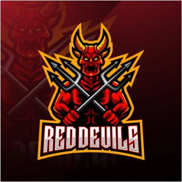 Devil holds the trident esport mascot logo Stock Illustration