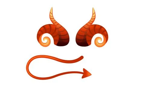 Devil horn and tail red satan horn carnival party head accessory vector illus 스톡 일러스트