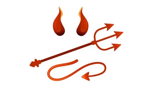 Devil horn and tail red satan trident carnival party head accessory vector il Illustrazione stock