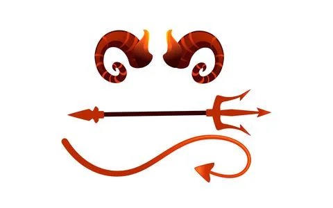 Devil horn and tail red satan trident carnival party head accessory vector il Stock Illustration