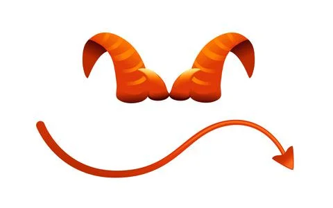 Devil horn and tail red satan horn carnival party head accessory vector illus 스톡 일러스트