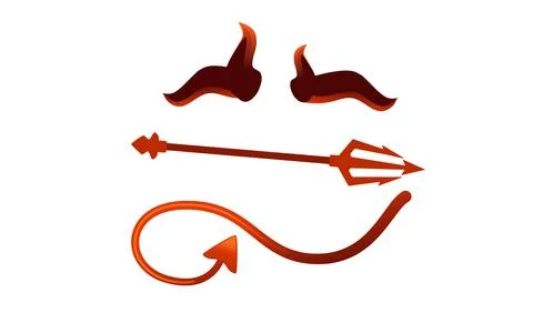 Devil horn and tail red satan trident carnival party head accessory vector il Stock Illustration