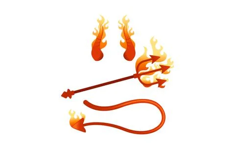 Devil horn and tail red satan trident carnival party head accessory vector il Stock Illustration