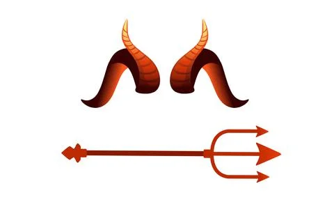 Devil horn red satan trident carnival party head accessory vector illustratio Illustrazione stock