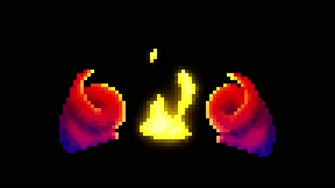 Devil horns and halo in pixel style with mask Video stock 169033613