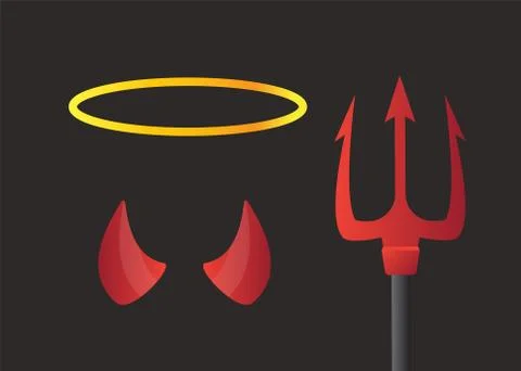 Devil horns and trident set vector illustration. Devil horns vector 스톡 일러스트