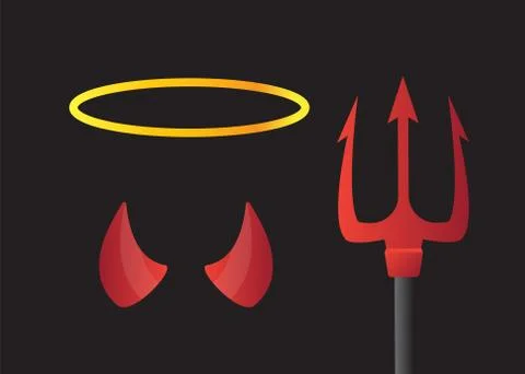 Devil horns and trident set illustration. Devil horns Illustrazione stock