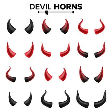 Devil Horns Set Vector. Good For Halloween Party. Satan Horns Symbol Isolated Stock Illustration