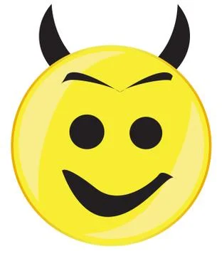 Devil Horns Smile Face Button Isolated Stock Illustration