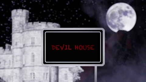 Devil house with scary moon, 4K ProRes Stock Footage 164644381