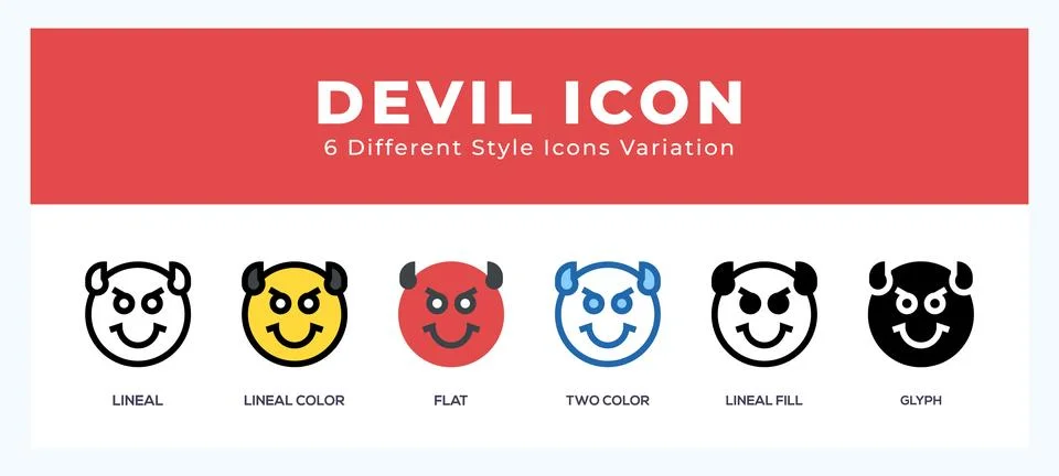 Devil icon illustration vector with different styles Stock Illustration
