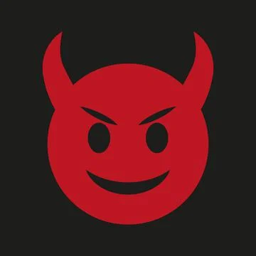 Devil icon isolated black background. Hell emoji Stock Illustration