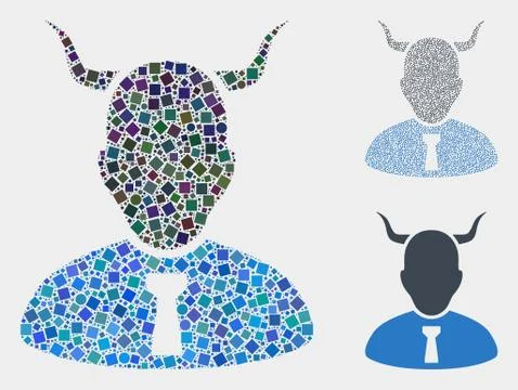 Devil Icon Mosaics of Squares and Circles Stock Illustration
