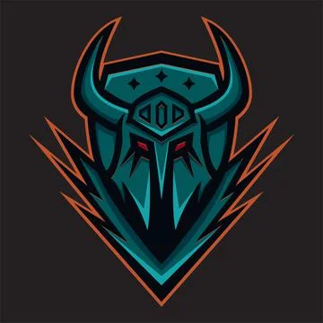 Devil Knight Horn Mascot Logo Concept Vector Illustration. Suitable For Wallp Illustrazione stock