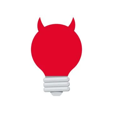 Devil light bulb vector icon for creativity think and problem solving. Stock Illustration