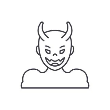 Devil line icon concept. Devil vector linear illustration, symbol, sign Stock Illustration