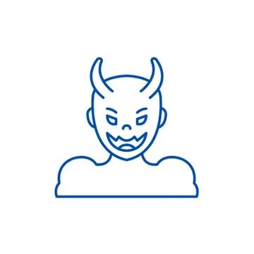 Devil line icon concept. Devil flat  vector symbol, sign, outline illustration. Stock Illustration
