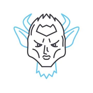 Devil line icon, outline symbol, vector illustration, concept sign Stock Illustration