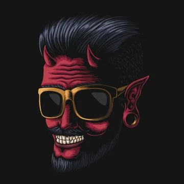 Devil man eyeglasses vector illustration Stock Illustration