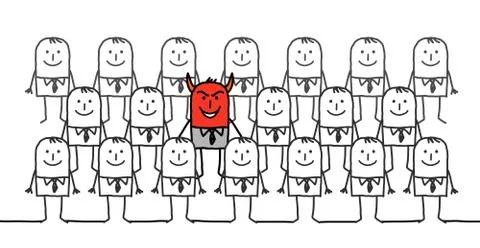 Devil man in a group of businessmen Stock Illustration