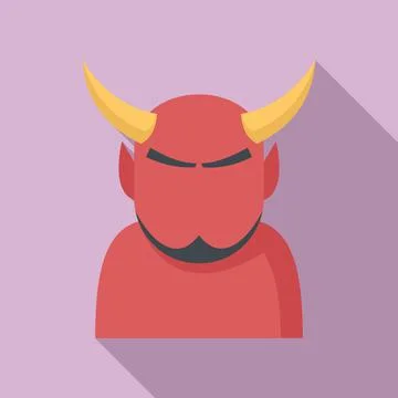 Devil man icon, flat style Stock Illustration